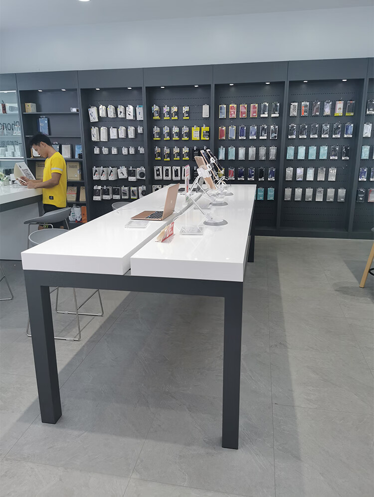 苹果体验店展柜手机白色体验台展示桌中岛柜靠墙配件柜收银台苹果体验