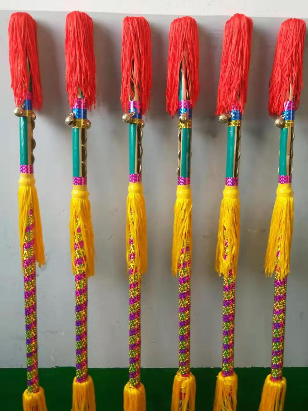 宝利嘉钱杆花棍虎头铃铛九子鞭莲湘棒打连响金钱棍霸王鞭铜钱广场舞