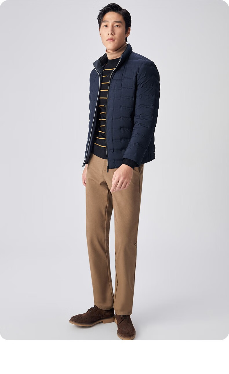 九牧王男装羽绒服男2021年秋冬新款商务保暖舒适休闲立领男士外套 tr