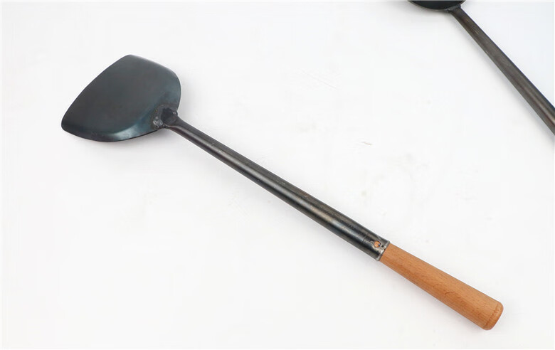 微壹起加厚熟铁勺子木柄铁铲勺传统铁炒勺家用小铲勺手工锻打锅铲炒菜