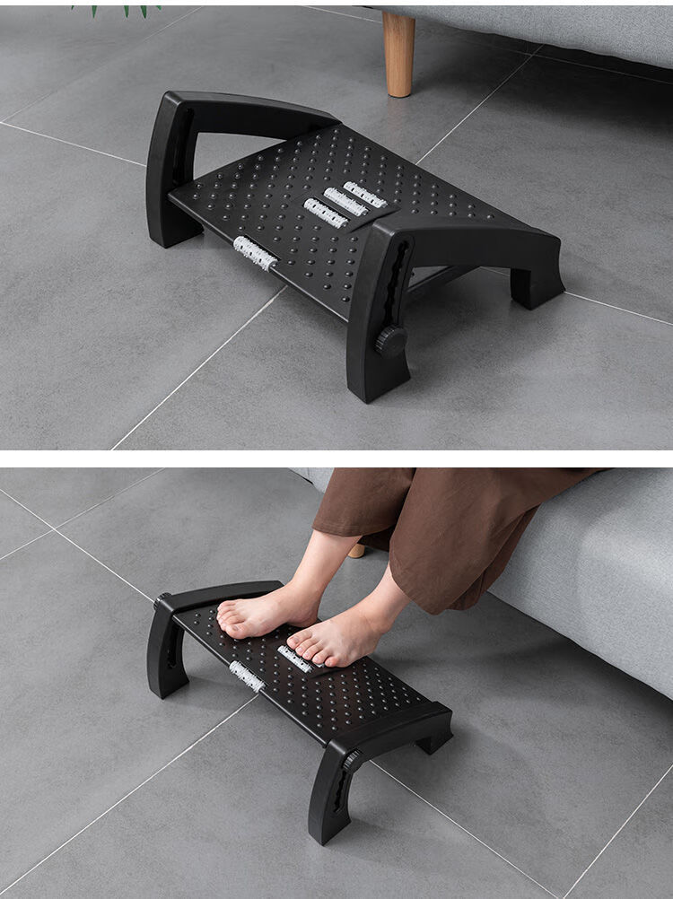 可调节办公室脚踏凳桌下放腿脚凳垫脚踏脚踩脚搁脚板脚蹬 黑色【普通