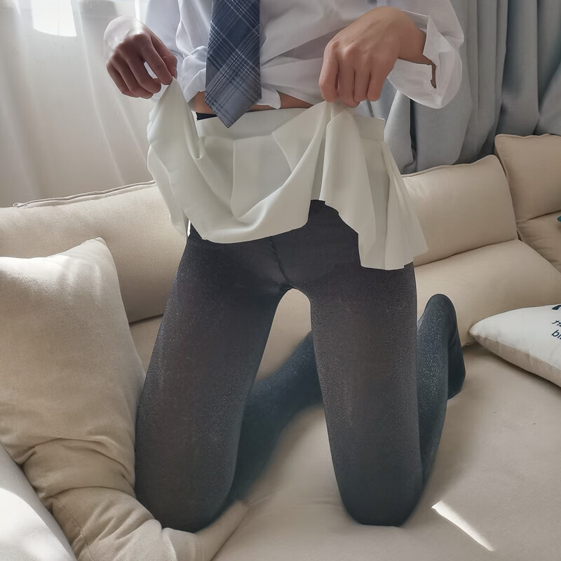 士性感连裤袜加长大码丝袜用性感女装内衣银丝连裤袜用品 黑色不开档