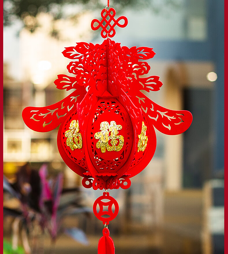 2021牛年室内小红灯笼挂饰新年元旦装饰福字宫灯挂件春节场景布置