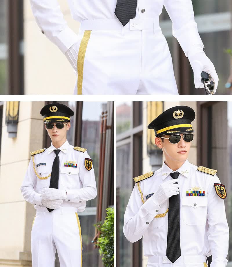 物业小区形象岗礼宾服装保安制服春秋装全套 长袖 黑西裤 进口金肩章