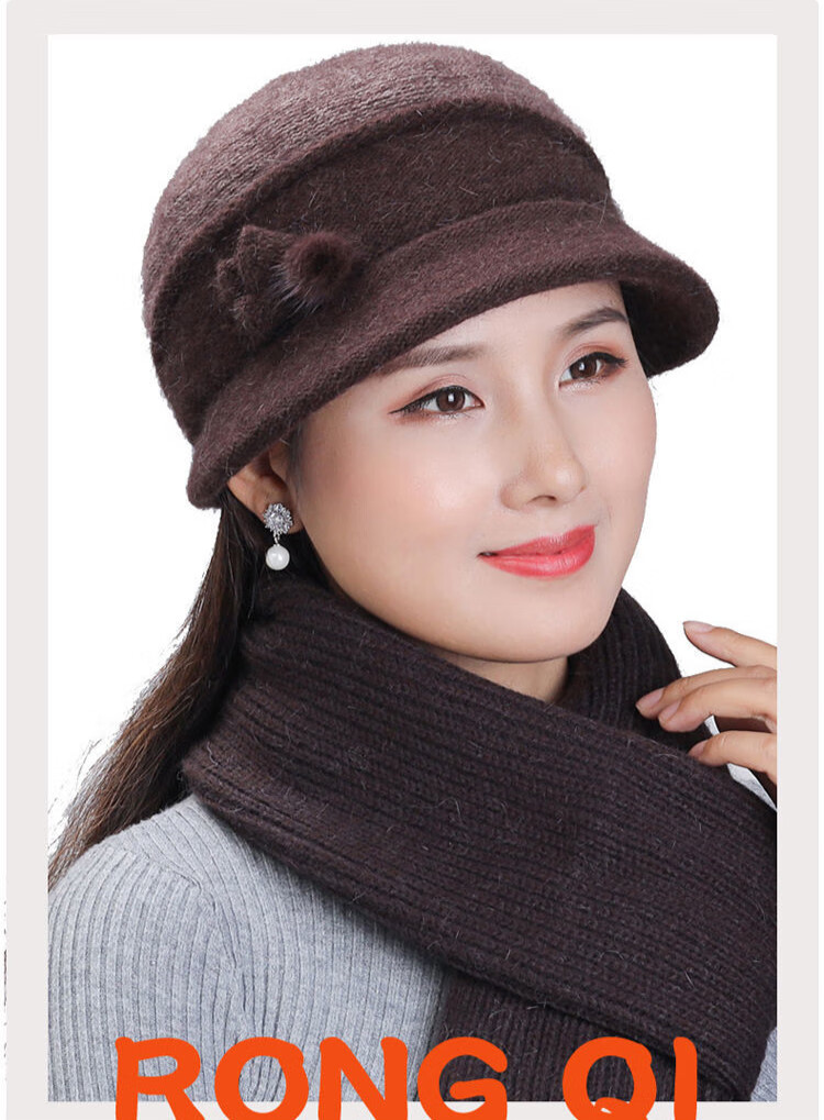 老人帽子女秋冬中老年人帽子女秋冬加绒保暖优雅时尚老人帽子妈妈冬天