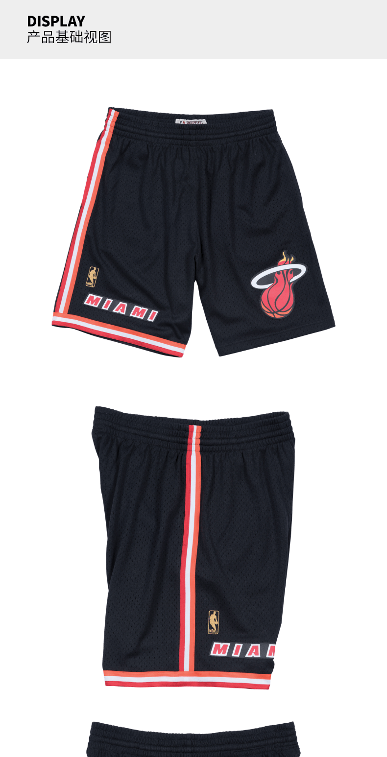 nbamn热火队1996年sw复古球裤运动休闲篮球短裤bf风潮黑色s