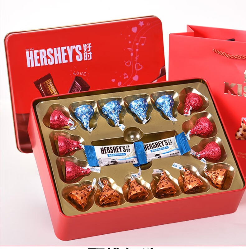 好时之吻hershey好时巧克力礼盒装糖果零食情人节礼物好时216红色礼盒