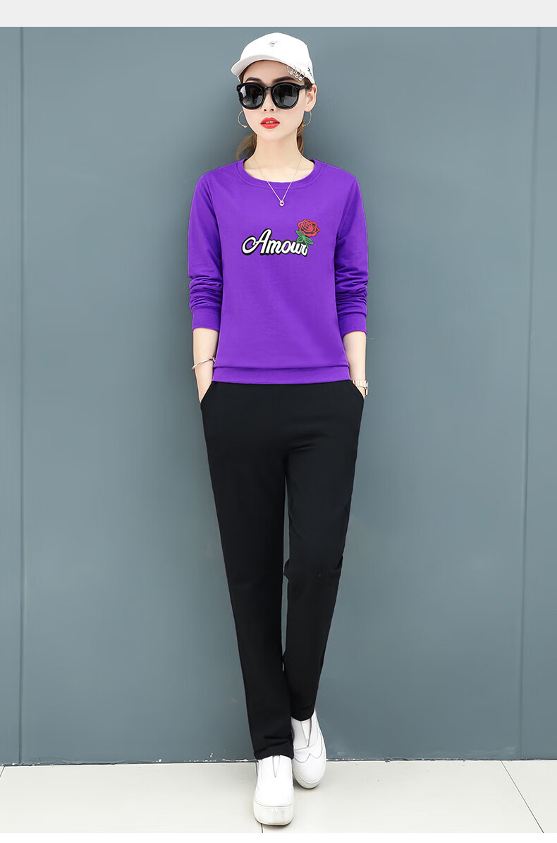 特步兵骑士运动套装女春秋季新款时尚女士棉休闲服大码宽松显瘦长袖两