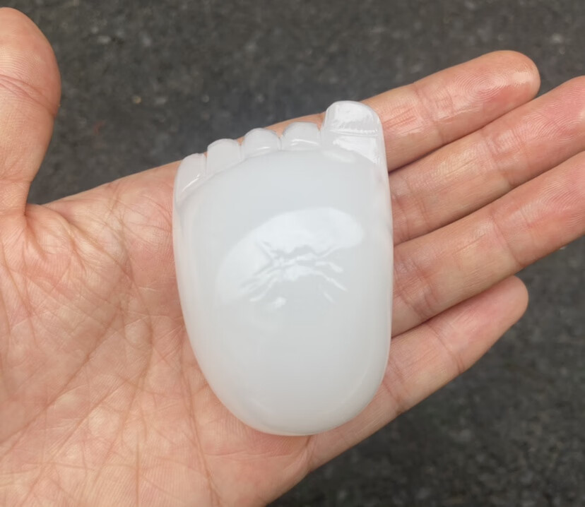 知足常乐小脚丫把件羊脂白玉知足常乐手把件天然玉石小脚丫小摆件文玩