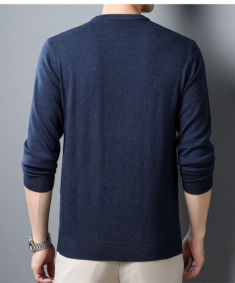 保罗官方】高档品牌男装圆领羊毛衫男款2022秋精纺色全羊毛男士羊绒衫
