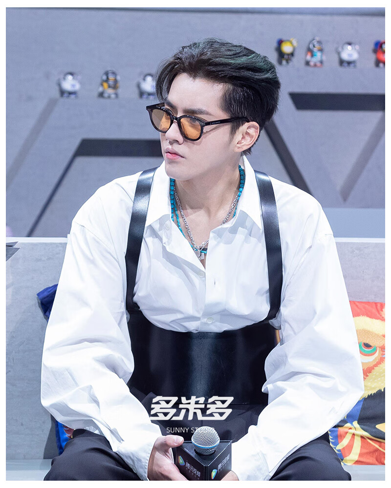 御恋潮人小框墨镜通用浅色眼镜韩版网红吴亦凡同款蹦迪嘻哈太阳镜 黑