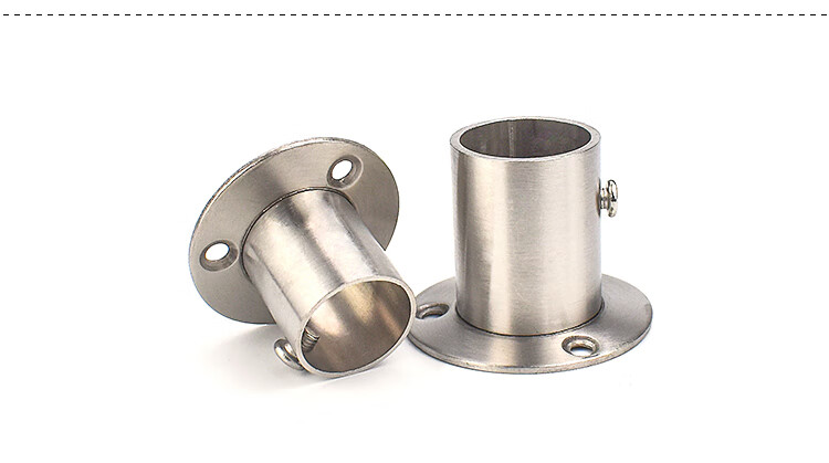 不锈钢毛巾座毛巾衣杆底座吊通法兰浴帘杆固定座毛巾杆配件圆管座矮