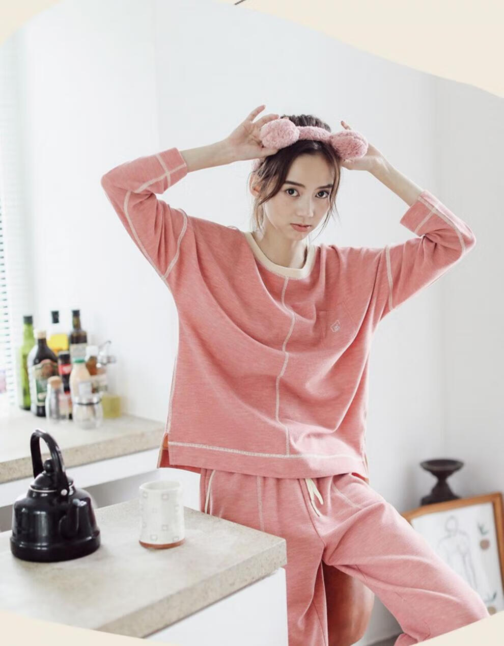 小熊爱家家居服大智燃小熊懒人装家居服秋长袖情侣休闲宽松韩版套装