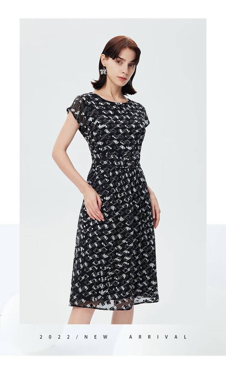 goobgsgb谷邦连衣裙长款遮肉2022年夏新款气质法式优雅温柔印花连衣裙