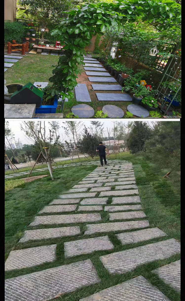 草坪垫脚石青石踏步庭院铺路草坪户外花园垫脚踏板园林汀步天然防滑