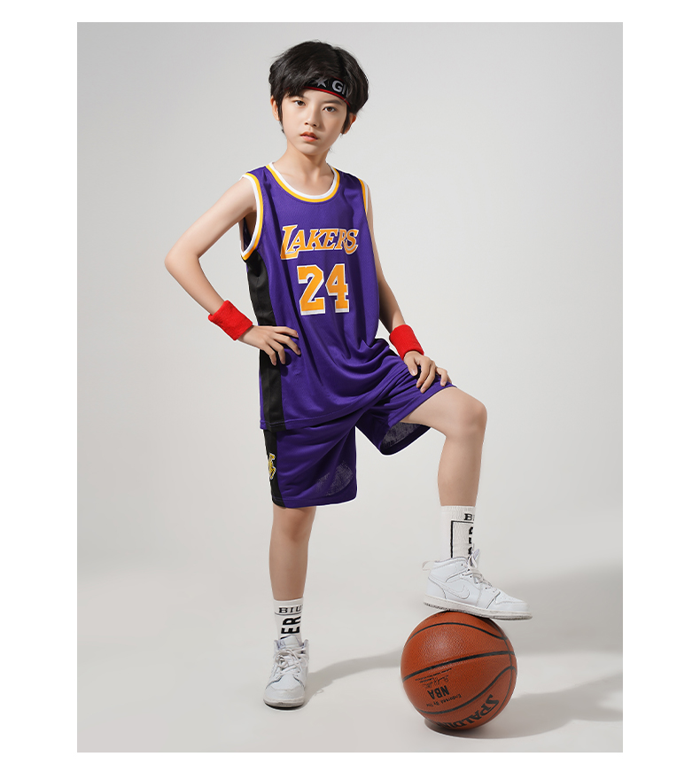 儿童篮球服套装男童湖人24号球衣表演训练服幼儿园小学生小孩衣服j
