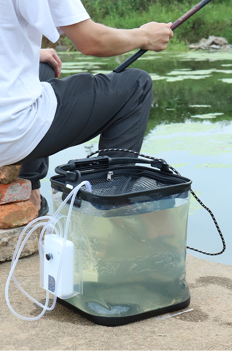 溪流鱼桶路亚透明便携活鱼桶钓鱼桶小钓箱可折叠打水桶微物鱼筒加厚