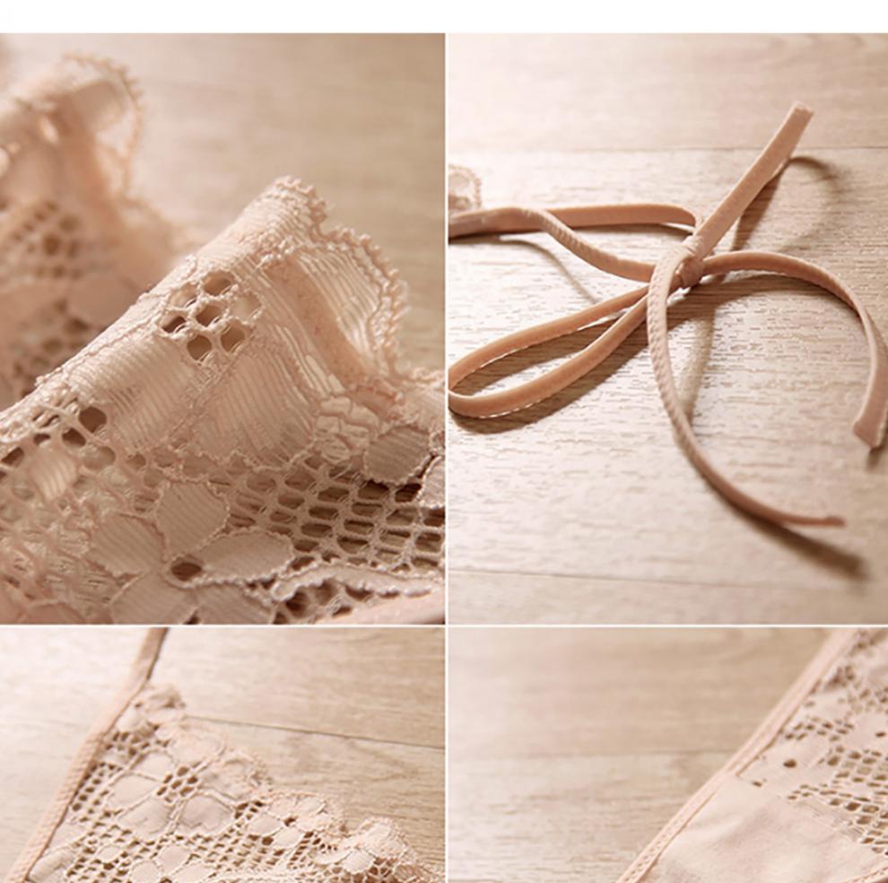 女生内裤性感透明丁1字裤学生女一根线蕾丝火辣女士内裤系带学生白色s