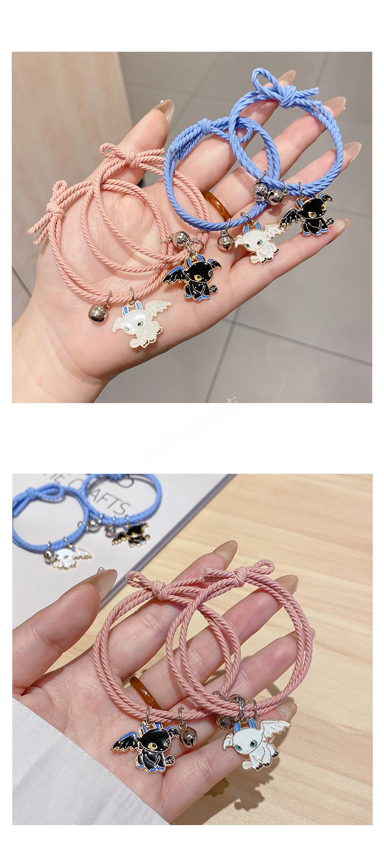 闺蜜手环二人学生可爱黑白双煞磁铁相吸手链二人情侣闺蜜款小皮筋学生