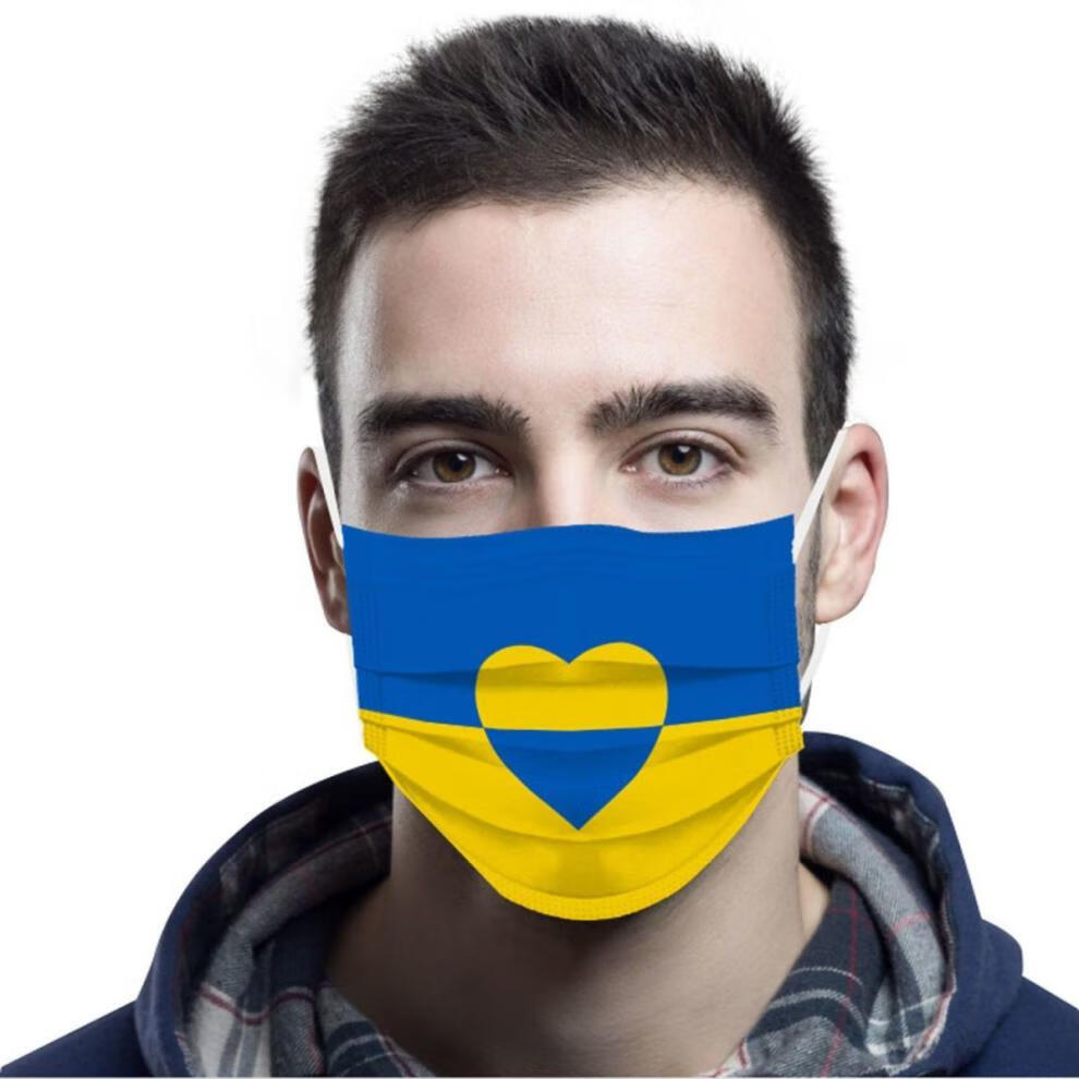 新品印花集口罩乌克兰旗帜口罩俄乌冲突国图印花三层护尘个性时尚潮流