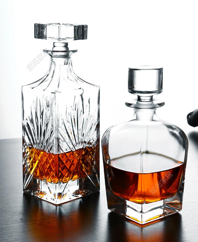 wnvf水晶玻璃酒樽大号红酒醒酒器家用洋酒瓶子带盖防尘酒壶容器 矿山