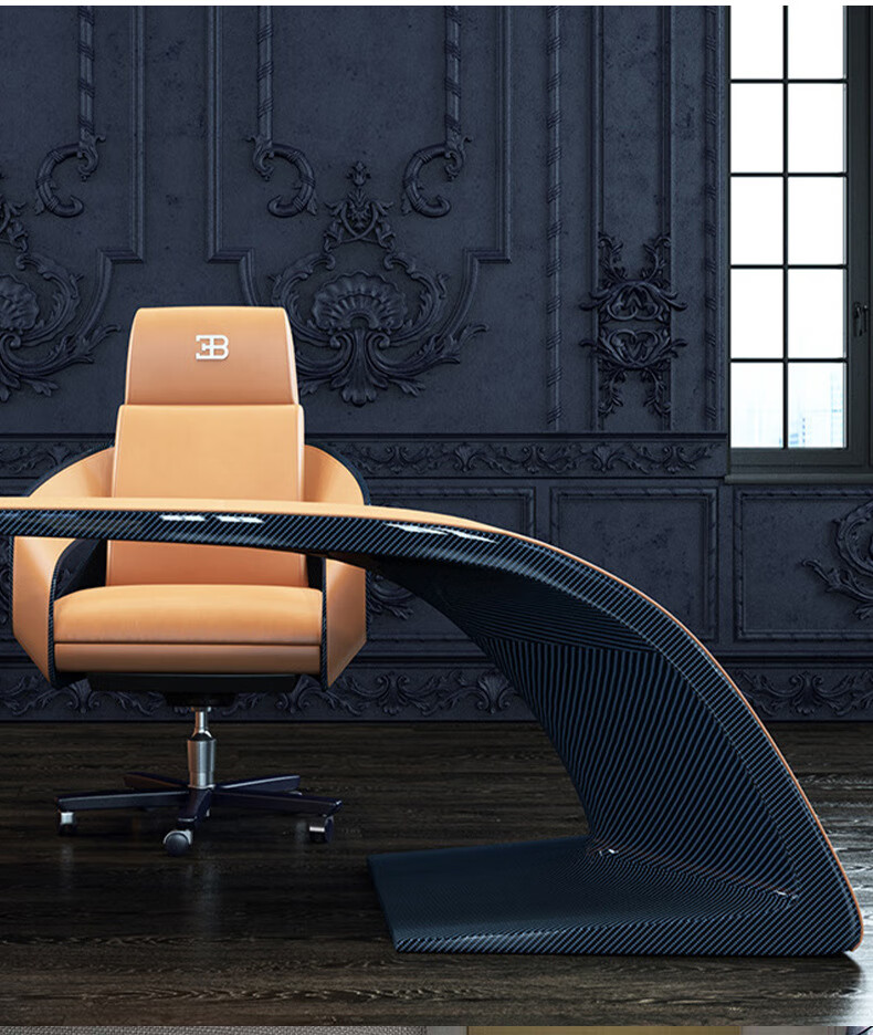 淘苏会所办公轻奢书桌 意大利布加迪轻奢书房书桌皮面老板总裁办公桌