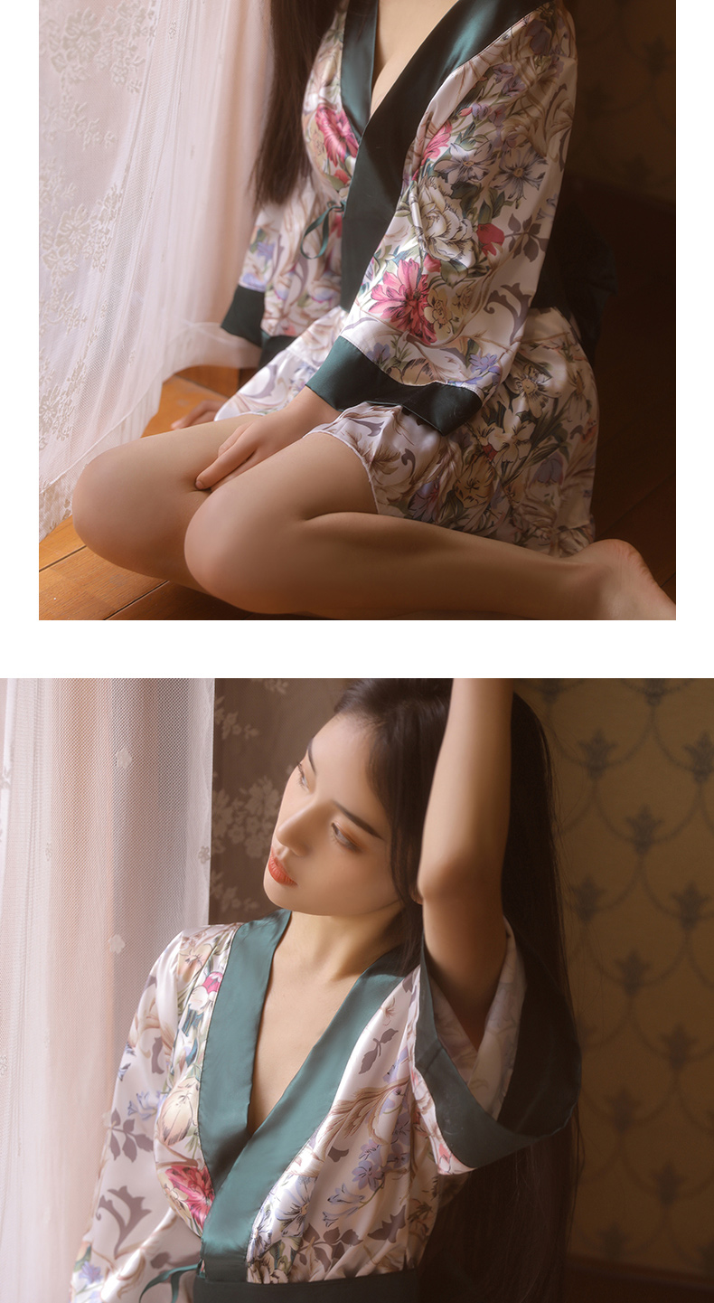 久慕雅黛感日式开襟印花和服角色扮演制服诱惑床上免脱红金情人款均码