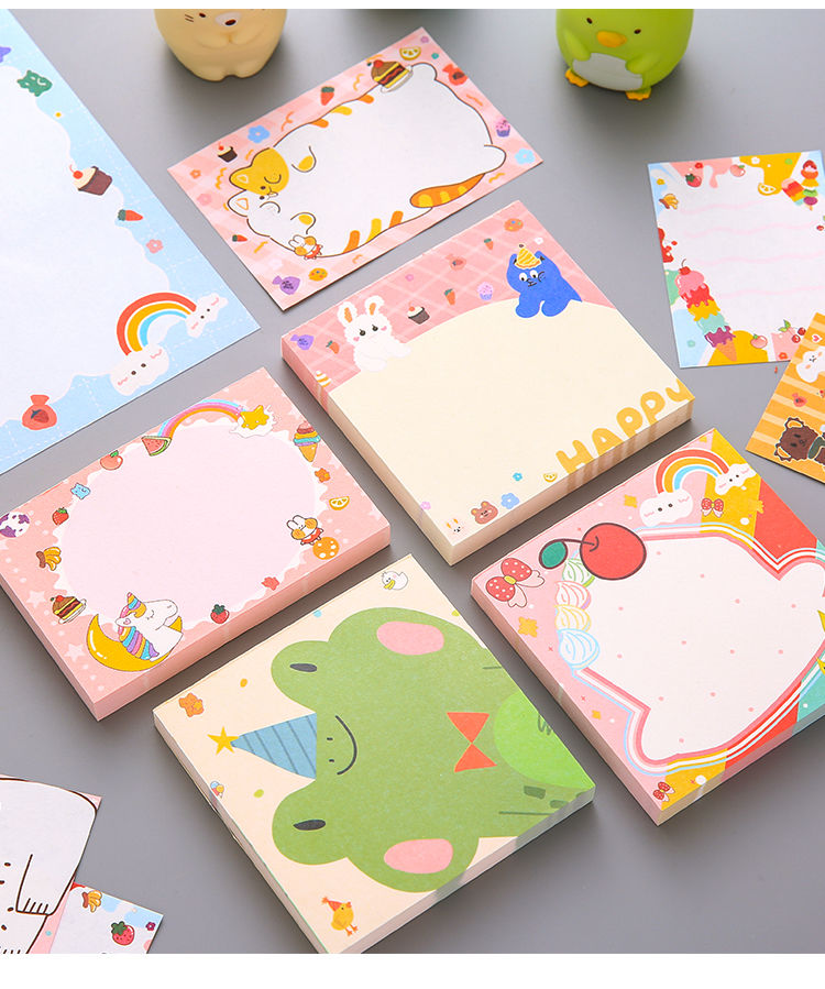 f100张日韩可爱便签纸学生留言本便条纸可撕记事备忘笔记本无粘性君诚