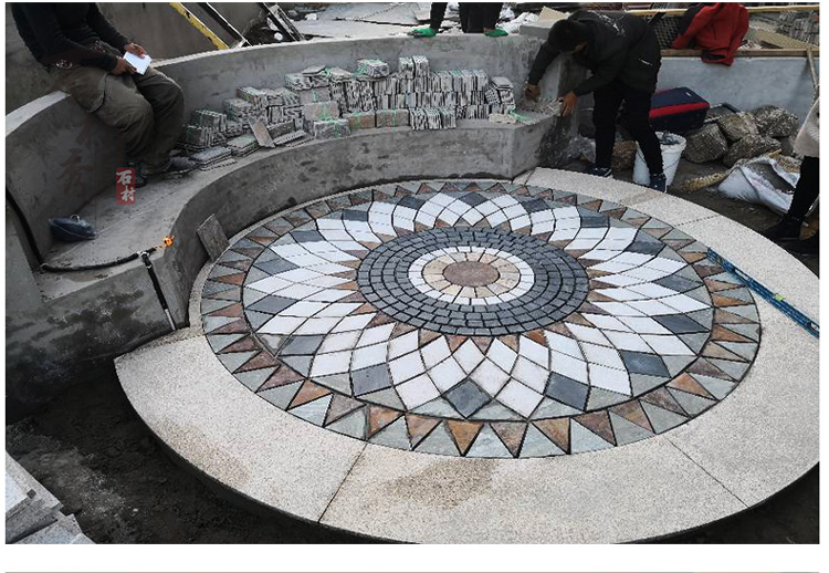 花园地砖庭院砖别墅室外户外花砖天然地面石材团团圆圆2米圆形其它