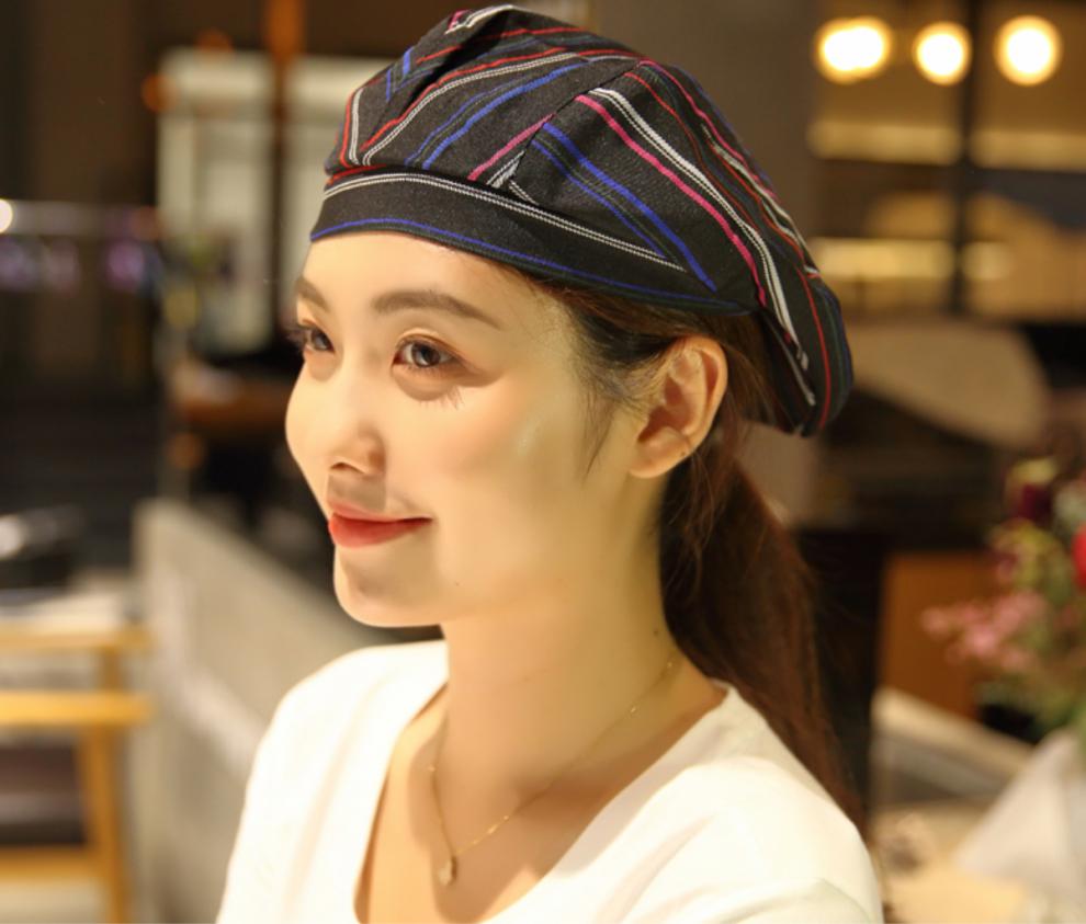 迪牧欧厨师帽女布夏天透气夏季贝雷帽厨房火锅店餐厅布帽服务员工作帽