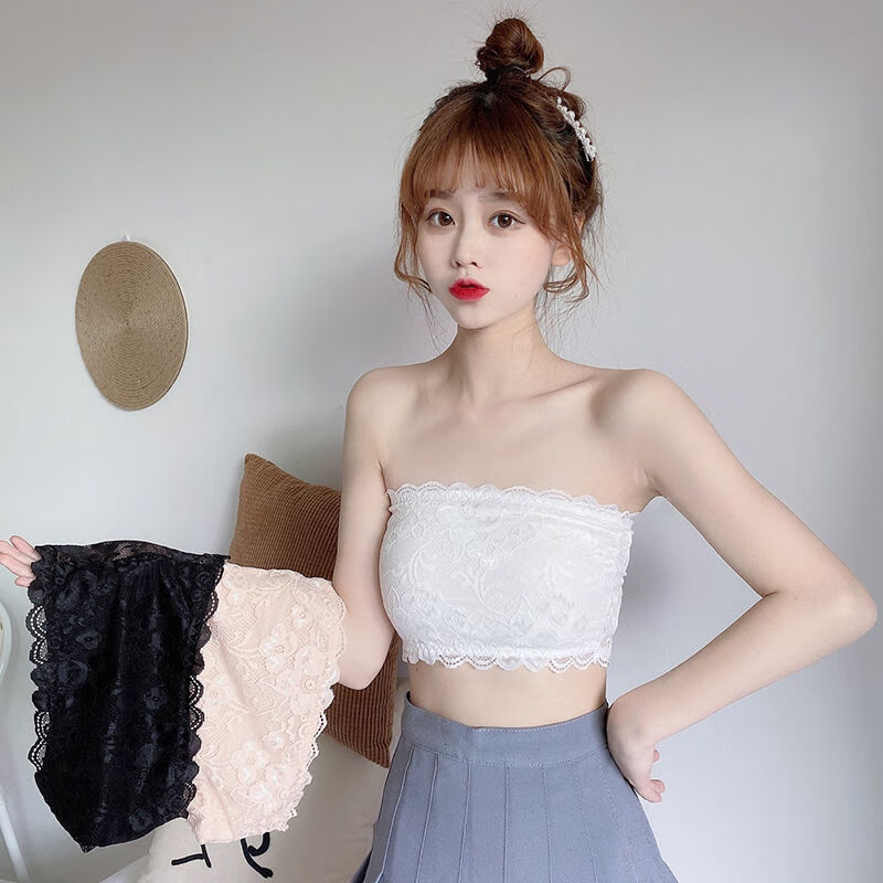 militu蕾丝抹胸内衣少女学生韩版露肩美背裹胸背心无肩带防走光隐形
