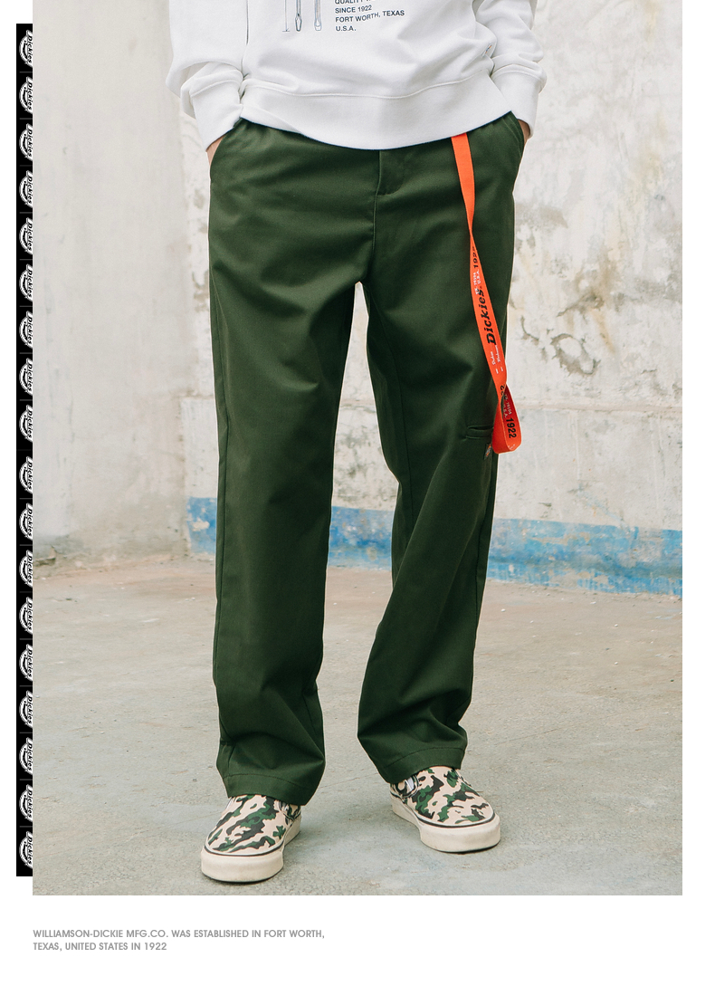 dickies 字母印花裤链长裤男式冬季新品多袋阔腿裤工装裤dk008066