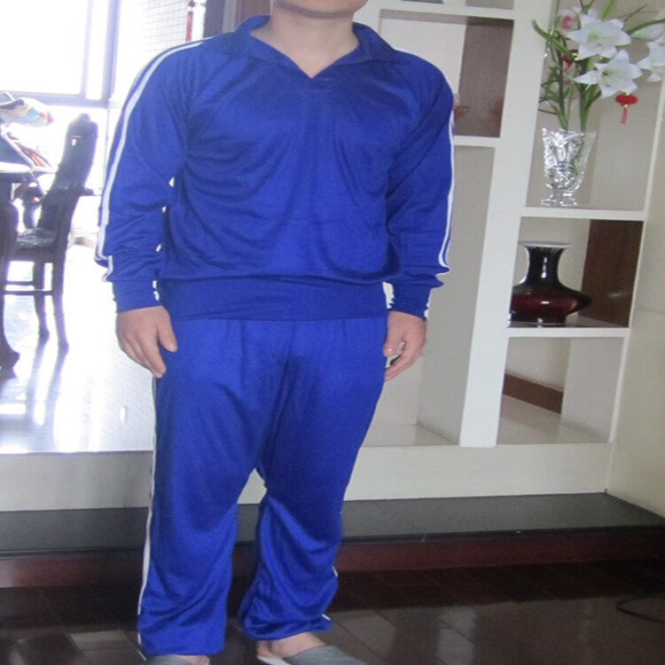 【春夏秋校裤两条杠蓝色运动裤】蓝白条学生男女军训运动服装 线裤两