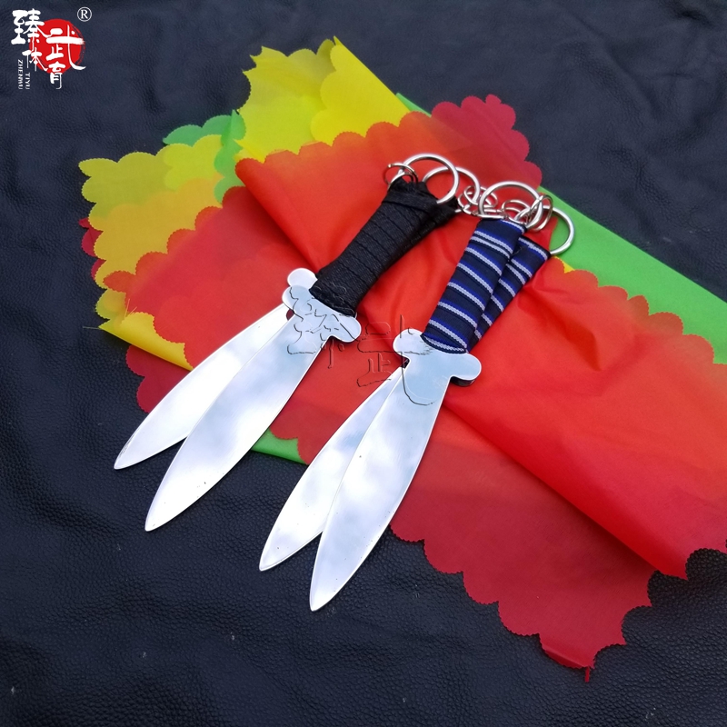 双不锈钢制表演训练双匕手短刀道具对练比赛表演小刀带脊花梨木柄款
