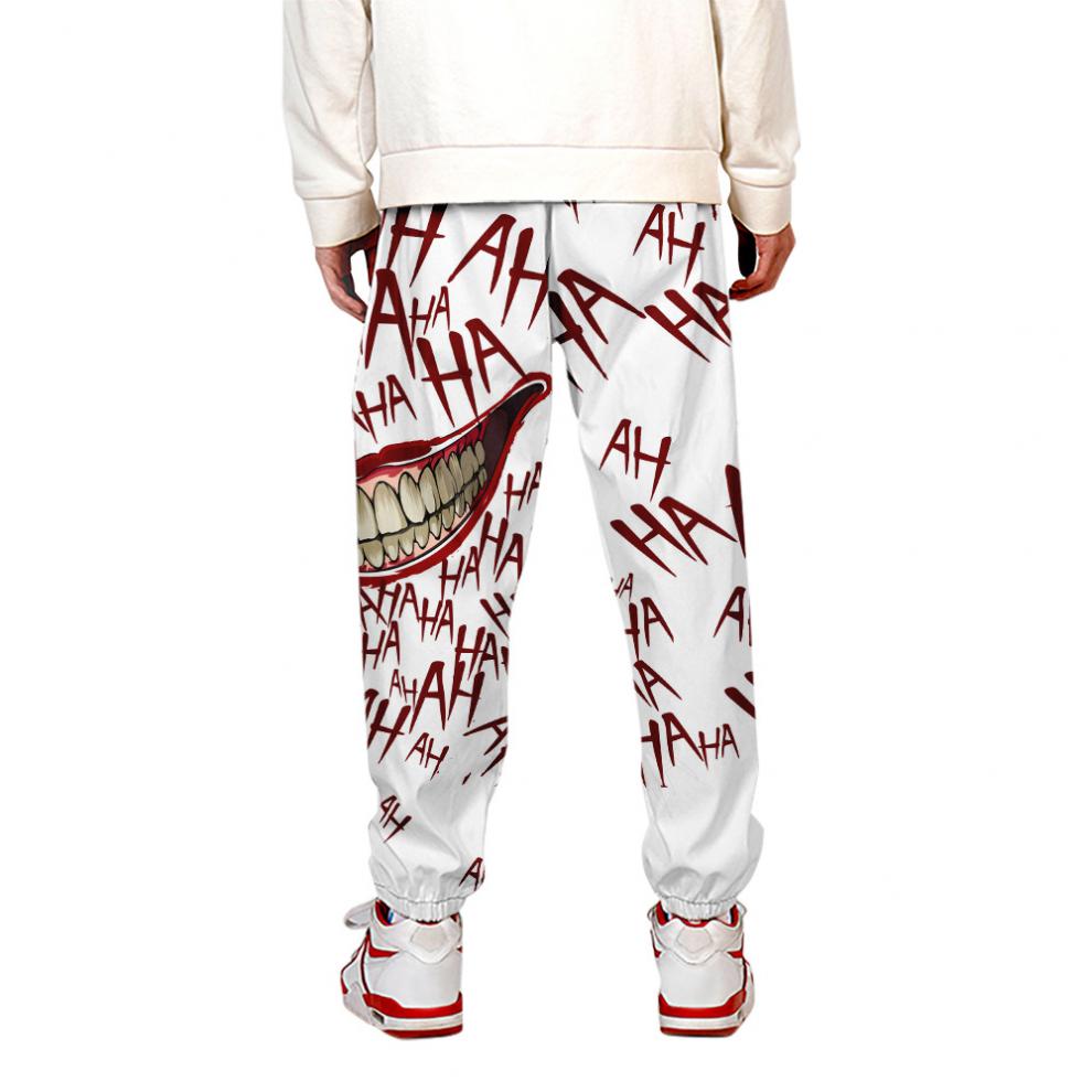 小丑希斯莱杰裤子万圣节男装小丑joker数码印花休闲束脚工装裤大码男