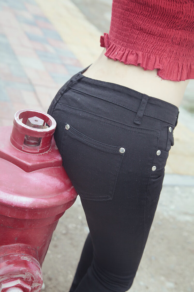 女生开档牛仔裤隐形拉链开裆户外情侣约会方便紧身裤全拉链裤女士