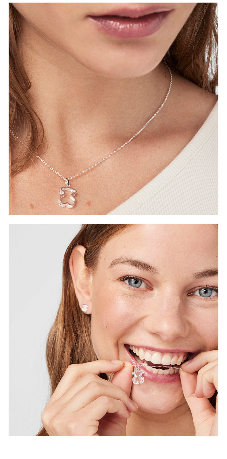 tous桃丝熊925银星系吊坠项链女简约百搭可爱造型轻奢送礼女友闺蜜