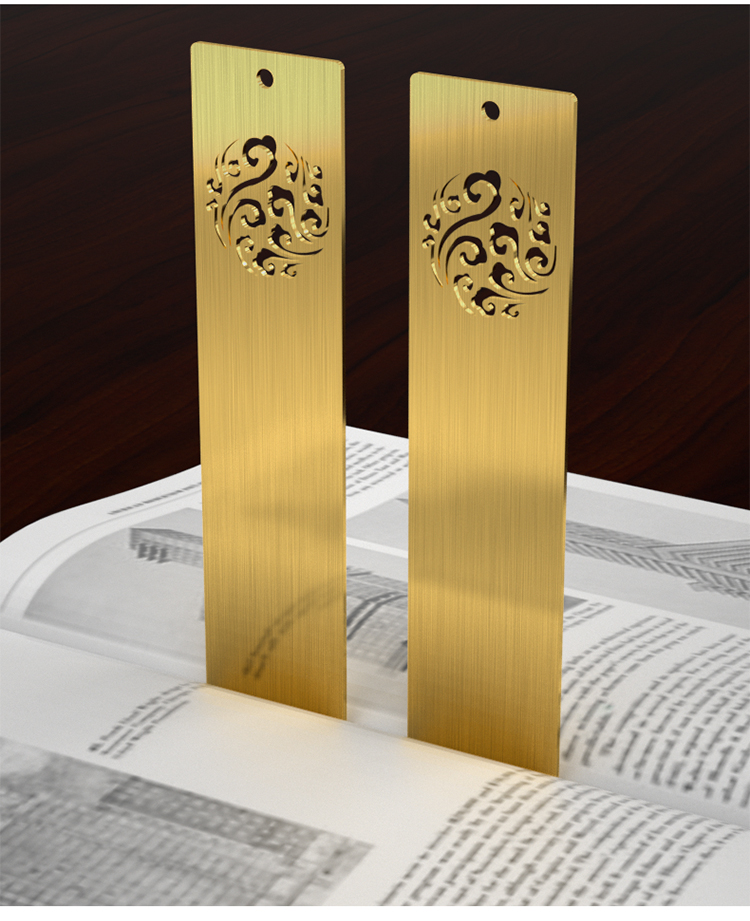 书签古风镂空金属定制刻字logo古风敦煌镂空金属黄铜书签