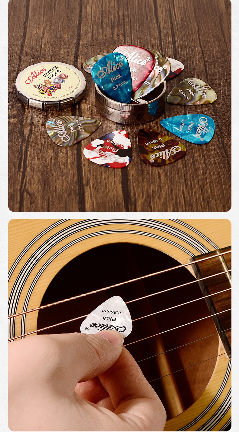 适用于爱丽丝吉他拨片彩色赛璐璐弹指pick民谣木吉他配件电吉他拨片