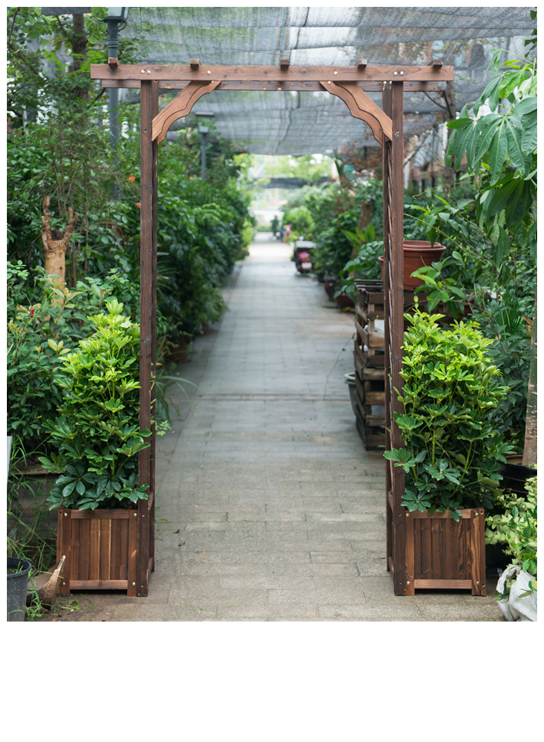 庭院拱门爬藤架花架防腐木花园拱门架子室外爬藤月季拱形门花支架蓝