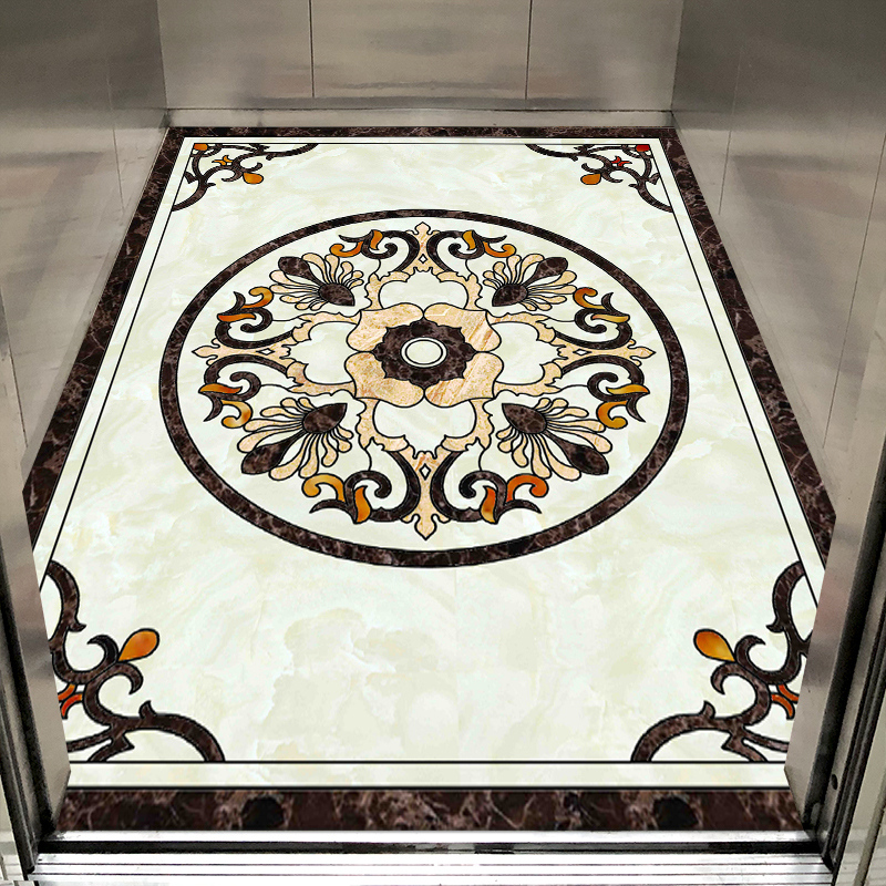 电梯地毯欧式大理石风格酒店电梯轿厢地垫定制可擦洗pvclogo订制图案1