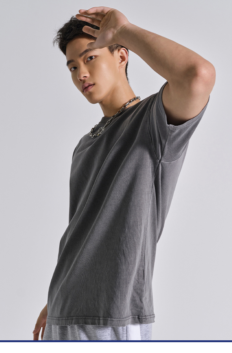 omg潮牌 水洗重磅t恤男士宽松纯棉基础款短袖运动健身衣服大码夏