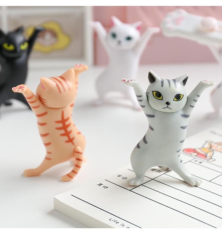 网红妖娆猫咪笔架文具店喵摆件托举猫小猫举笔猫猫桌面妖猫支架灰猫