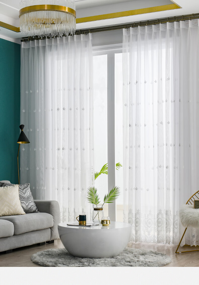 法式轻奢现代窗纱蕾丝白色沙窗帘2022年新款流行美式卧室客厅纱帘