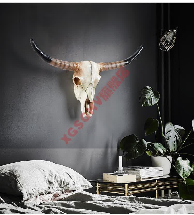 动物头壁挂复古牛头壁挂北欧创意动物头挂件西餐厅酒吧饭店背景墙壁
