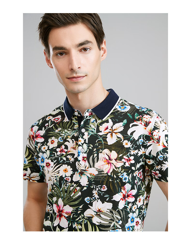 versino梵思诺夏季男装2021夏男士休闲短袖polo衫翻领印花t恤衫48c