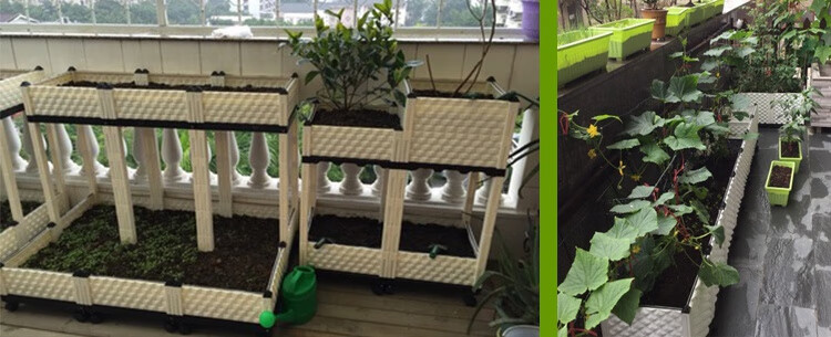带滑轮的花盆托盘6代阳台种菜盆家庭特大塑料花盆长方形蔬菜种植箱