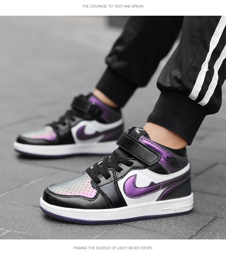 篮球鞋儿童版aj鞋变色龙鸳鸯2020秋季男童女童鞋篮球鞋 白红 26码/内