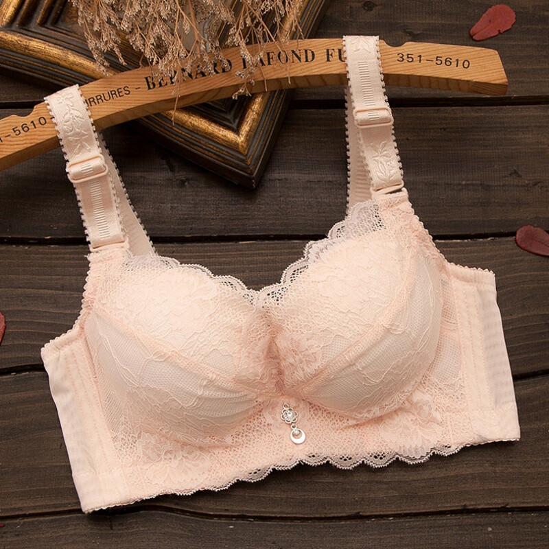 依迪筱韵湘情无钢圈聚拢加厚款文胸透气小胸6cm性感蕾丝调整型内衣女