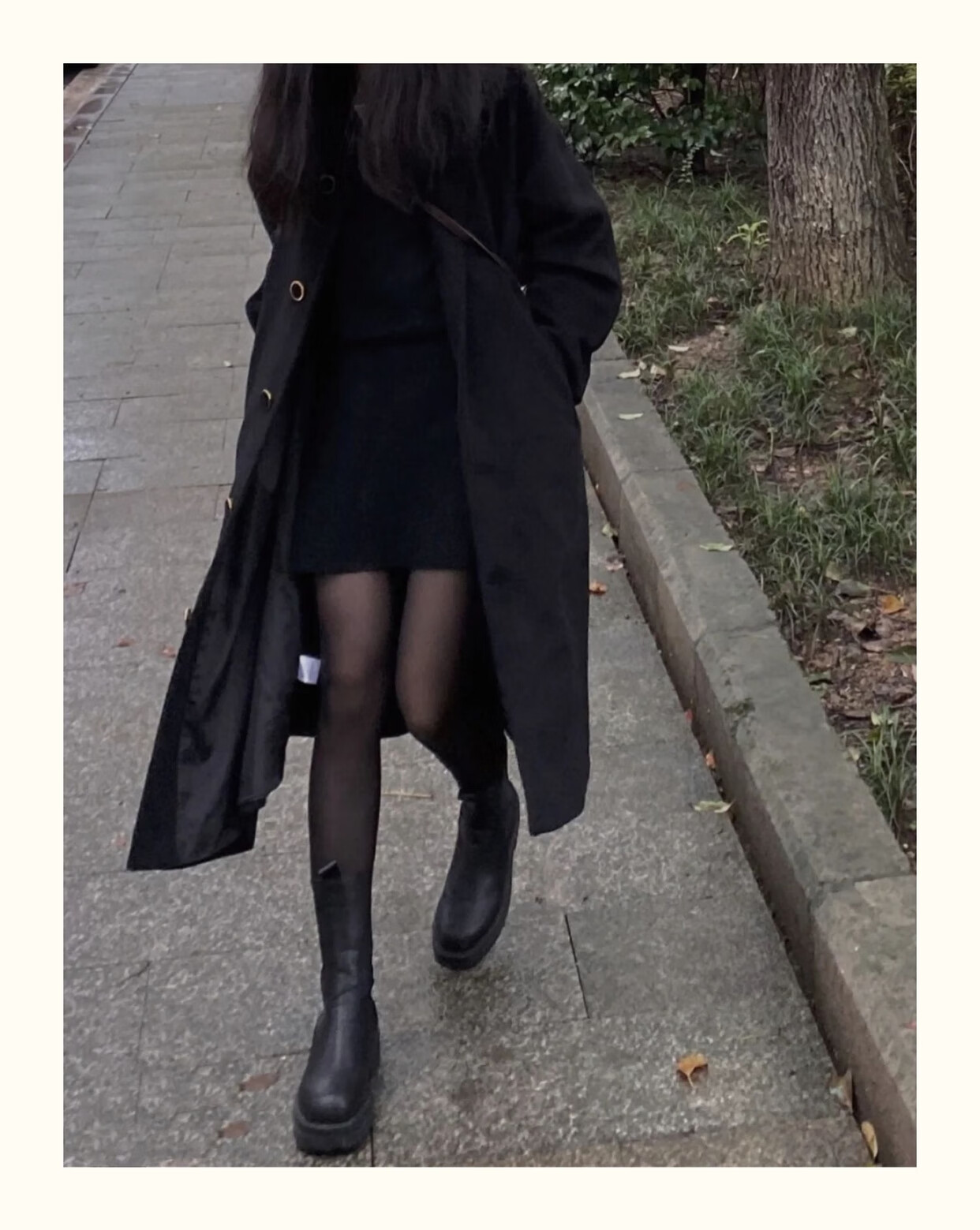 假透肉jk学姐黑丝配靴子的加绒黑丝光腿神器袜元素黑透肤230克连袜